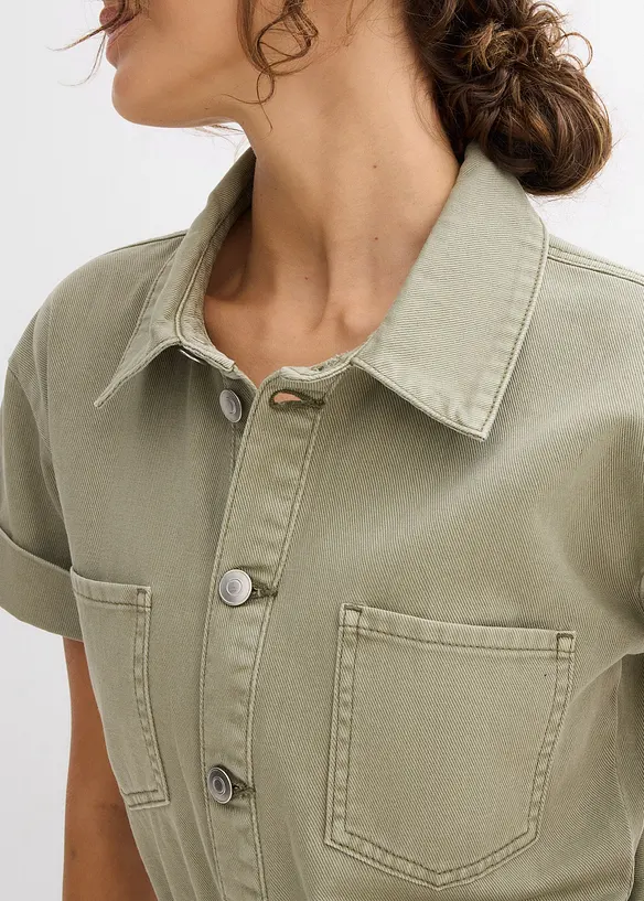 Jumpsuit med korta ben i ren bomull, bonprix