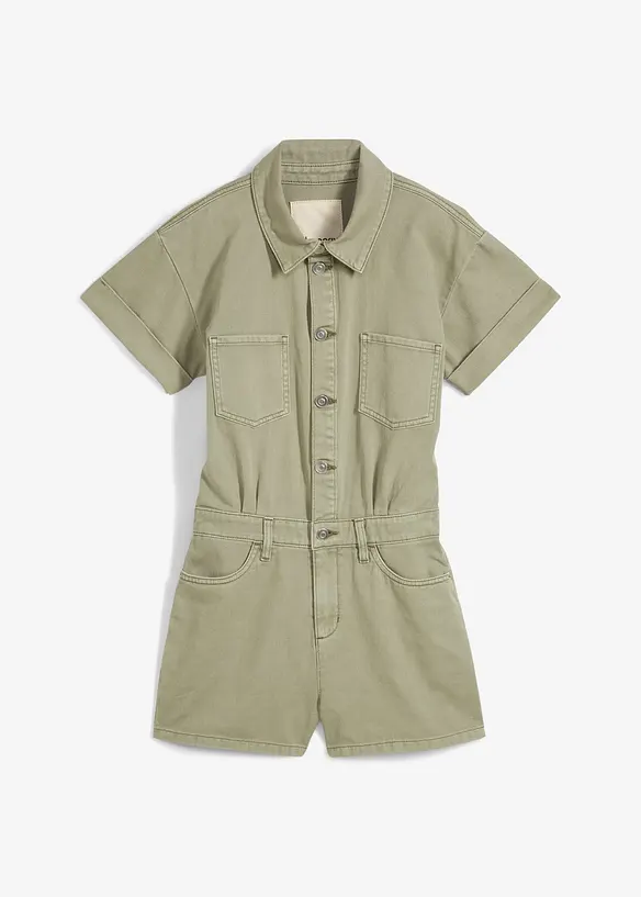 Jumpsuit med korta ben i ren bomull, bonprix