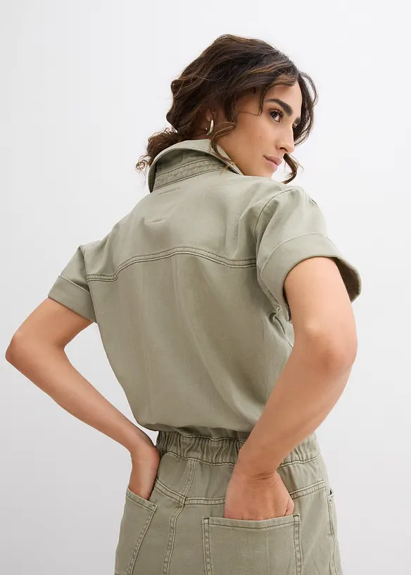 Jumpsuit med korta ben i ren bomull, bonprix