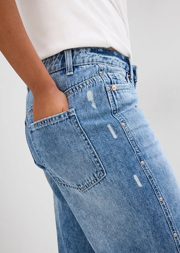 Loose Straight Jeans Mid Waist, Low Stretch, bonprix