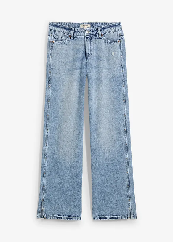 Loose Straight Jeans Mid Waist, Low Stretch, bonprix