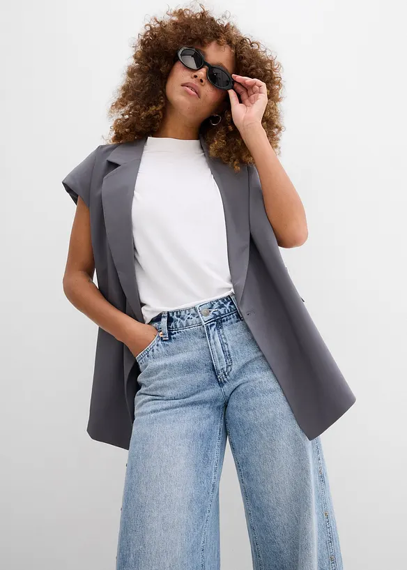 Loose Straight Jeans Mid Waist, Low Stretch, bonprix