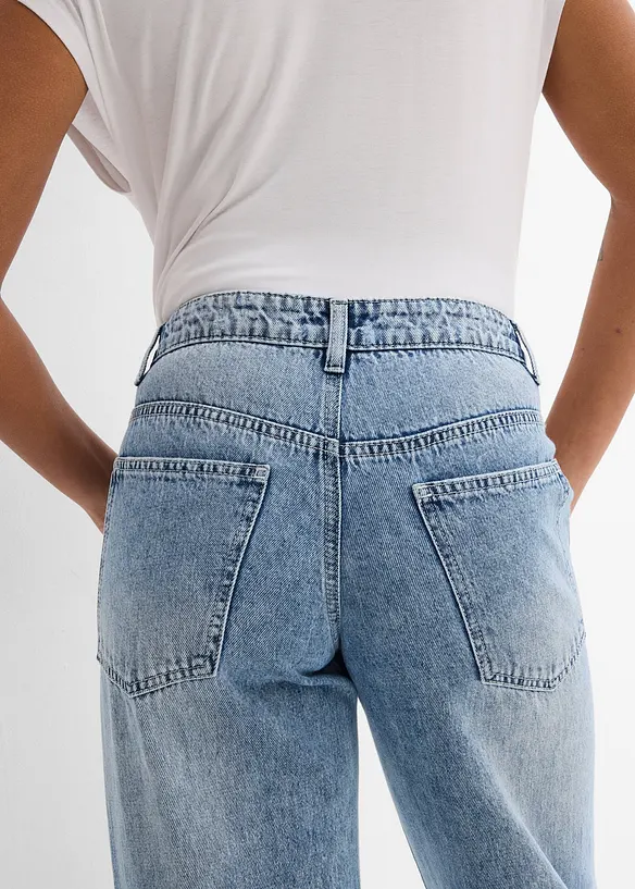 Loose Straight Jeans Mid Waist, Low Stretch, bonprix