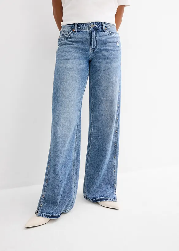 Loose Straight Jeans Mid Waist, Low Stretch, bonprix