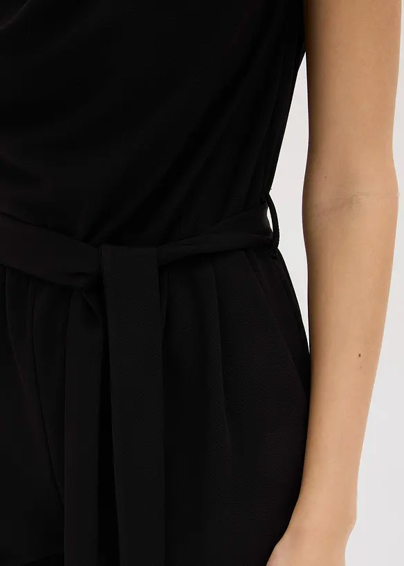 Jerseyjumpsuit med axelvaddar, bonprix