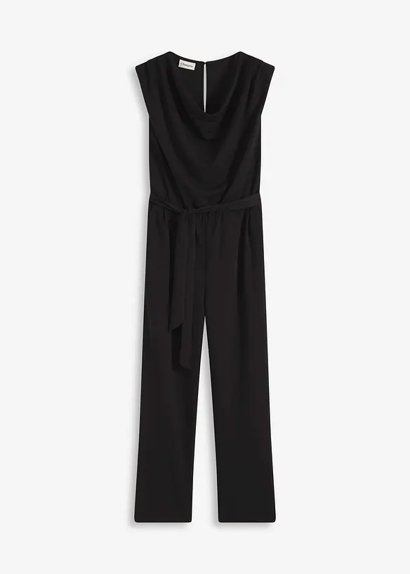 Jerseyjumpsuit med axelvaddar, bonprix