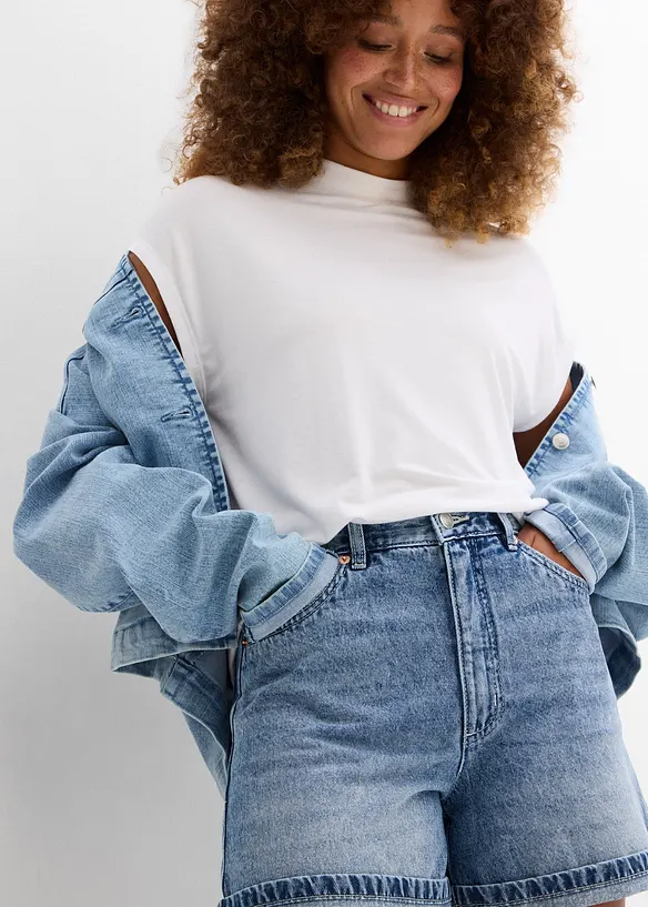 Jeansshorts High Waist, Low Stretch, bonprix