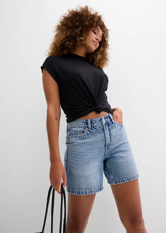 Jeansshorts Mid Waist, Low Stretch, bonprix