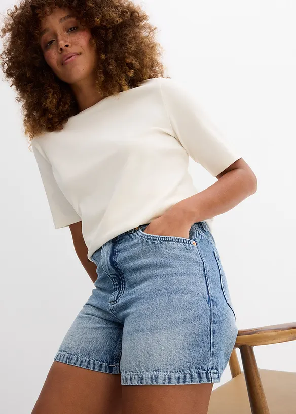 Jeansshorts High Waist, Low Stretch, bonprix
