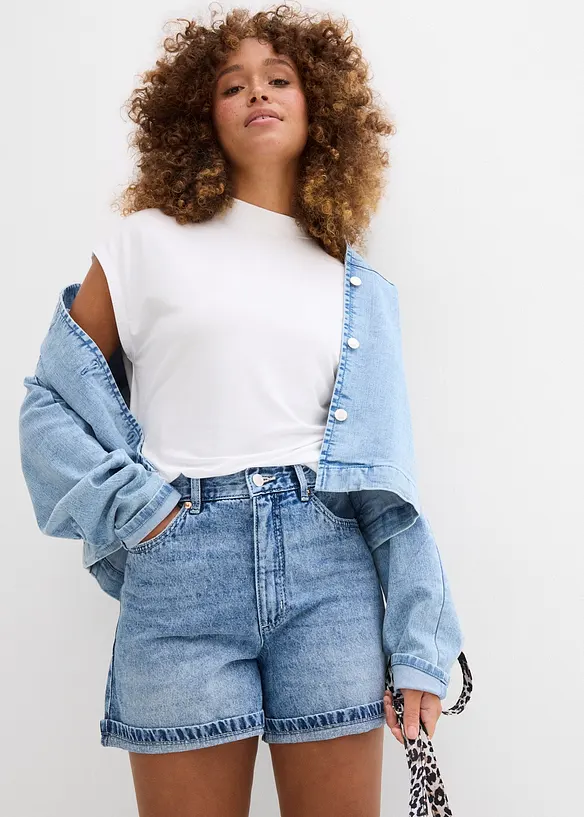 Jeansshorts High Waist, Low Stretch, bonprix