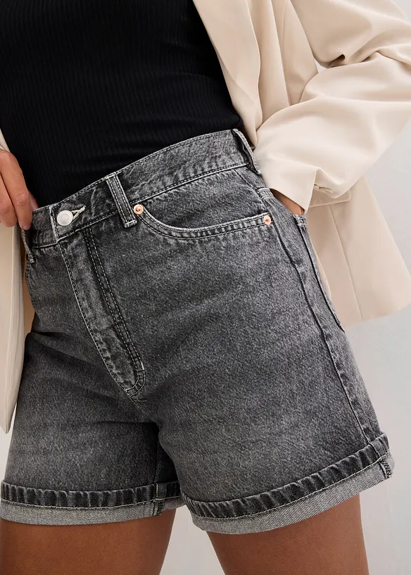 Jeansshorts High Waist, Low Stretch, bonprix