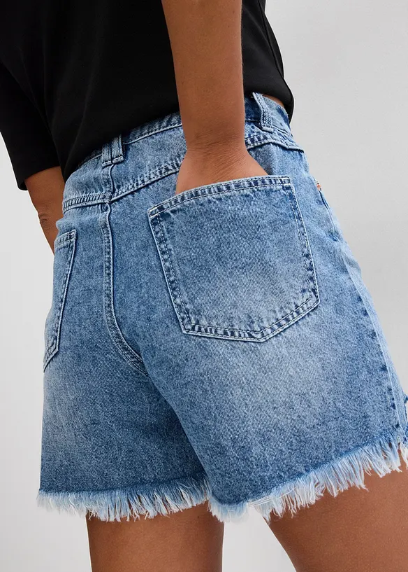 Jeansshorts med stretch och  hög midja, bonprix