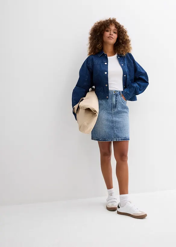 Jeanskjol Mid Waist, Low Stretch, bonprix