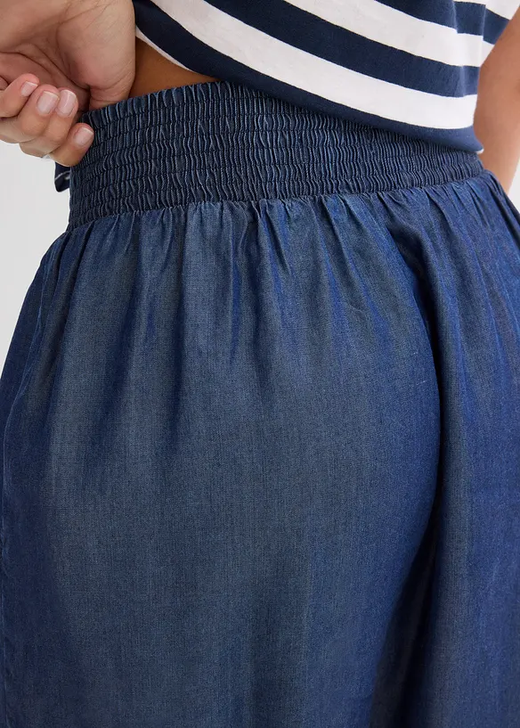 Dra på-shorts med smockad linning, bonprix