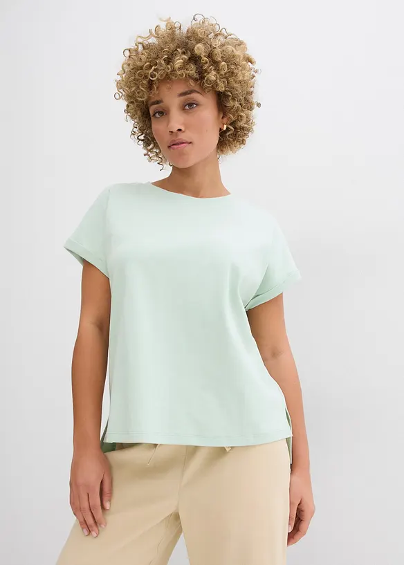 T-shirt av kraftig bomullsjersey med längre bakstycke, bonprix