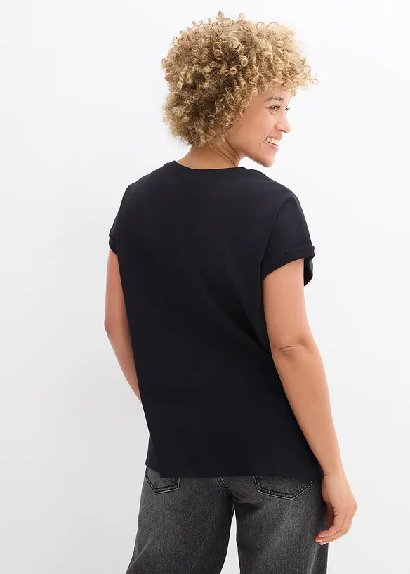 T-shirt av kraftig bomullsjersey med längre bakstycke, bonprix