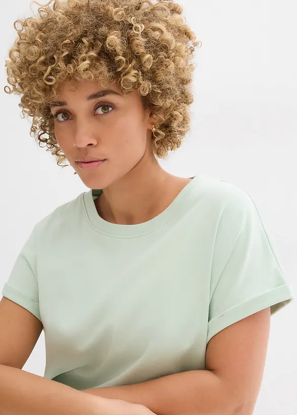 T-shirt av kraftig bomullsjersey med längre bakstycke, bonprix