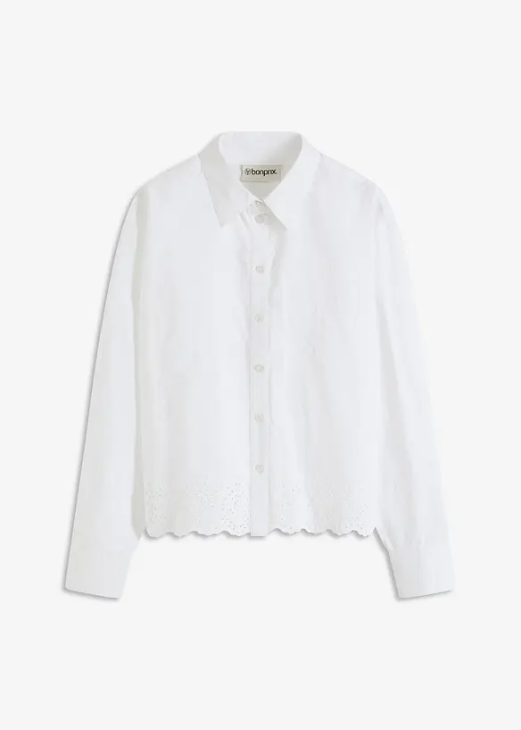 Skjortblus med hålbroderi, bonprix