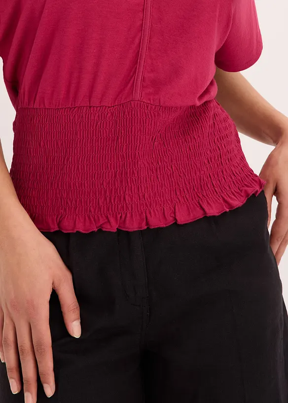Topp med smock i nederkant, bonprix