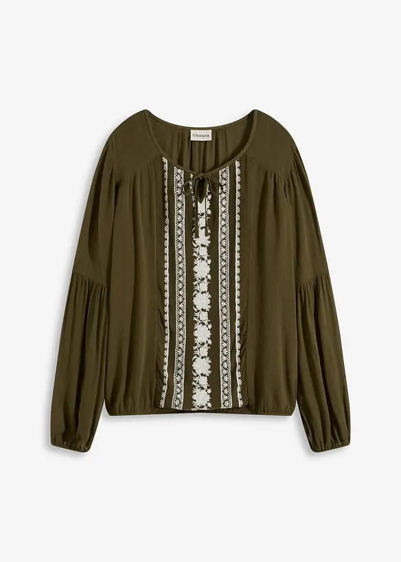 Blus med broderi, bonprix