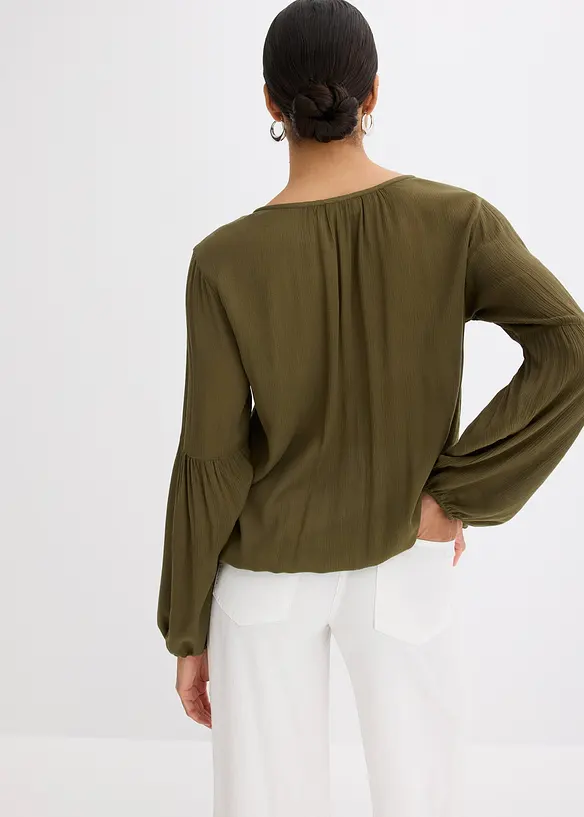 Blus med broderi, bonprix