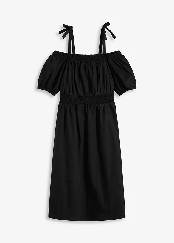 Off shoulder-klänning av ekologisk bomull, bonprix