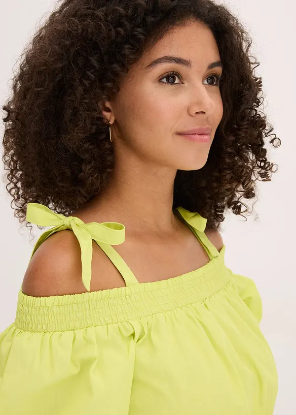 Off shoulder-klänning av ekologisk bomull, bonprix