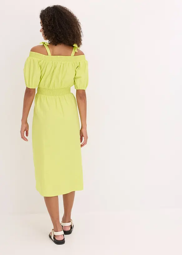 Off shoulder-klänning av ekologisk bomull, bonprix