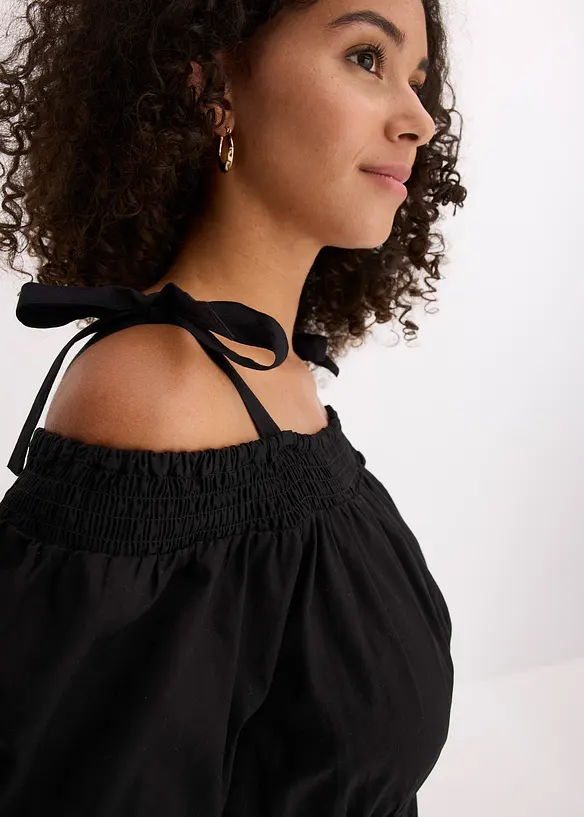 Off shoulder-klänning av ekologisk bomull, bonprix