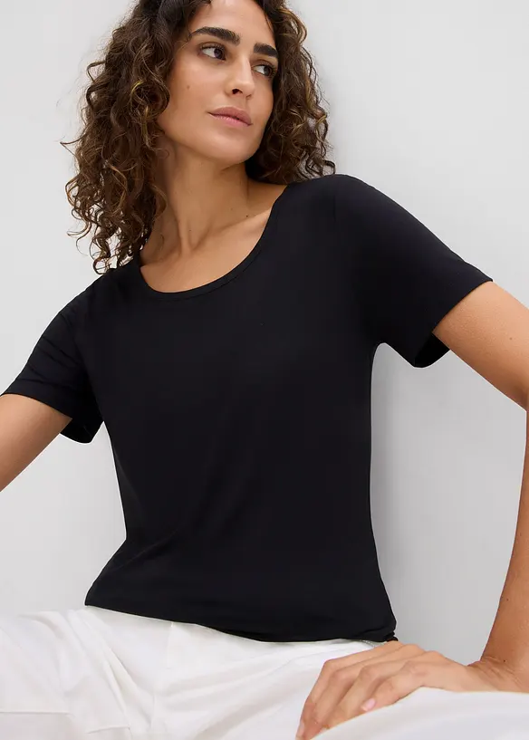 T-shirt av mjuk viskos (2-pack), bonprix