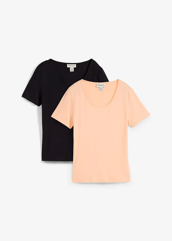 T-shirt av mjuk viskos (2-pack), bonprix