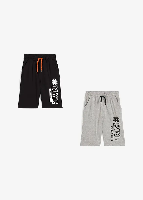 Trikåbermudas för pojkar (2-pack), bonprix