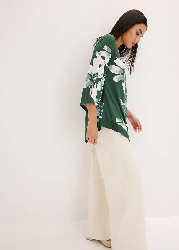 Trikåtunika med blommönster, bonprix