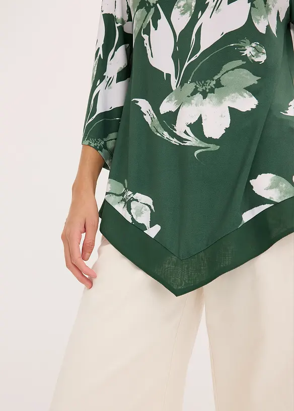 Trikåtunika med blommönster, bonprix