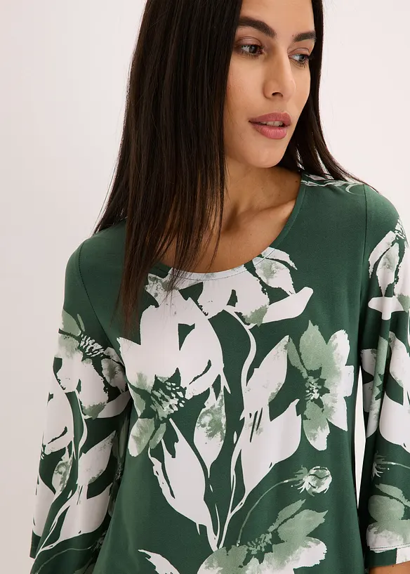 Trikåtunika med blommönster, bonprix