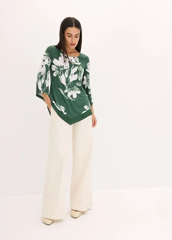 Trikåtunika med blommönster, bonprix