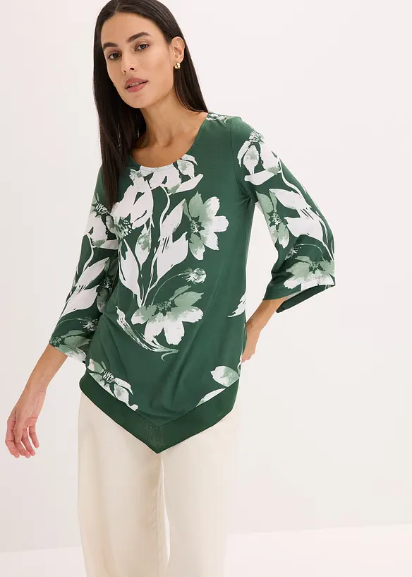 Trikåtunika med blommönster, bonprix