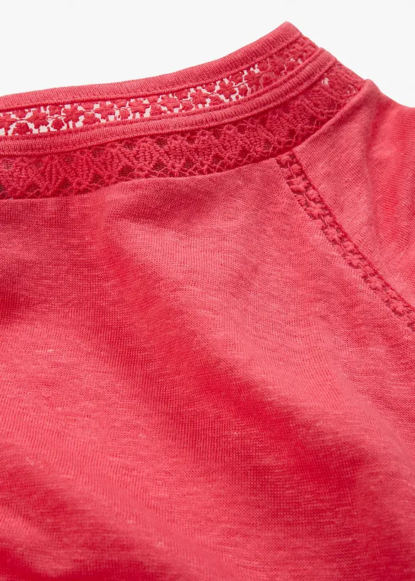 T-shirt i linne med spets, bonprix