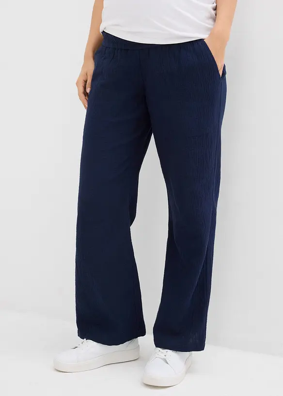 Mammabyxa i ren bomullsmuslin, Loose Fit, bonprix