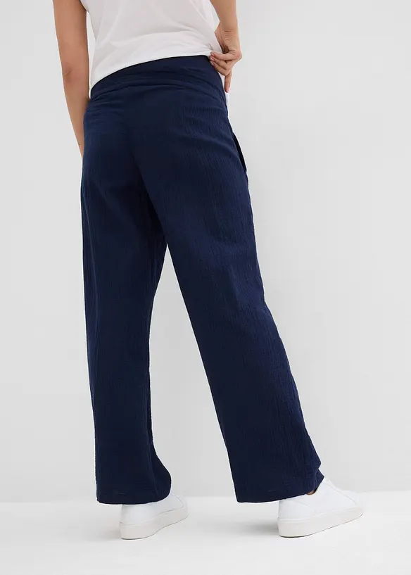 Mammabyxa i ren bomullsmuslin, Loose Fit, bonprix