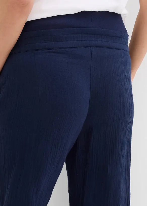 Mammabyxa i ren bomullsmuslin, Loose Fit, bonprix