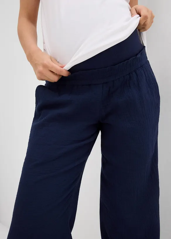 Mammabyxa i ren bomullsmuslin, Loose Fit, bonprix
