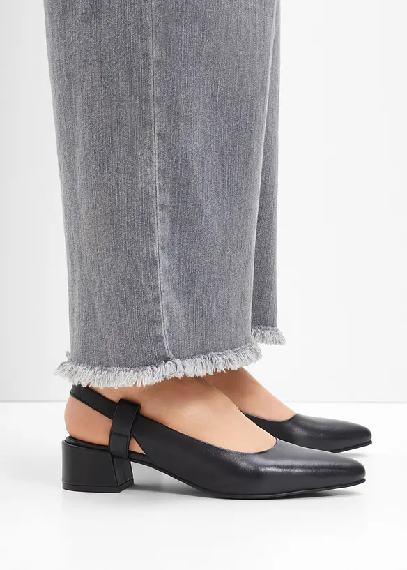 Slingbackpumps i skinn, bonprix