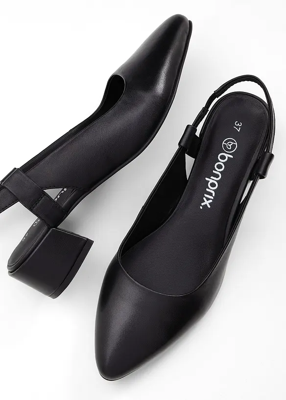 Slingbackpumps i skinn, bonprix