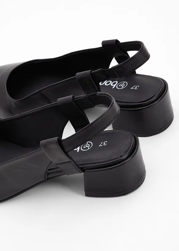 Slingbackpumps i skinn, bonprix