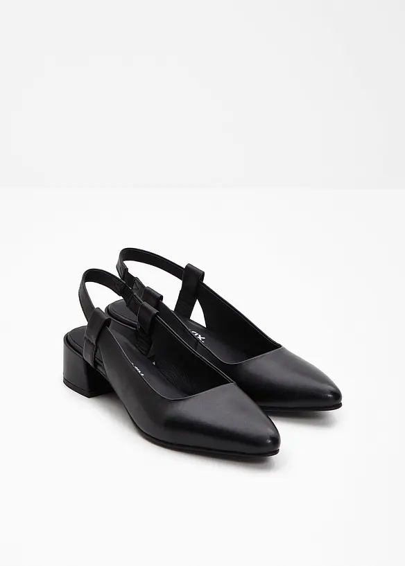 Slingbackpumps i skinn, bonprix