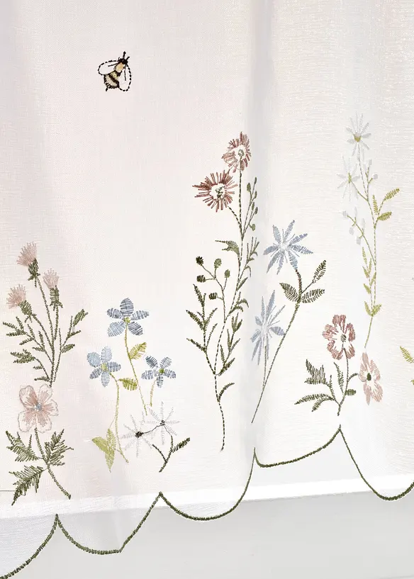 Cafégardin med blombroderi, bonprix