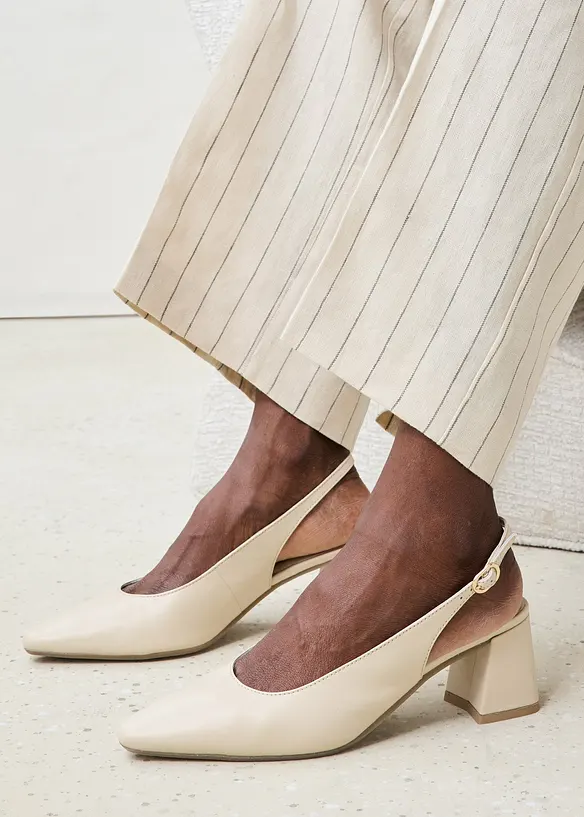 Slingbackpumps i skinn, bonprix