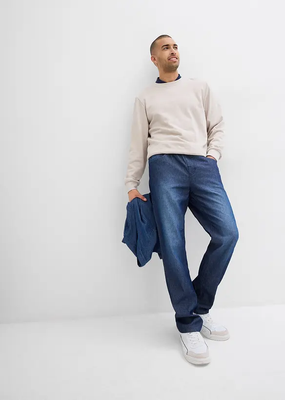 Dra på-jeans i somrig denim, klassisk passform (2-pack), bonprix