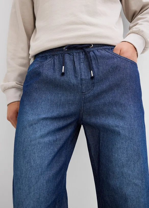 Dra på-jeans i somrig denim, klassisk passform (2-pack), bonprix